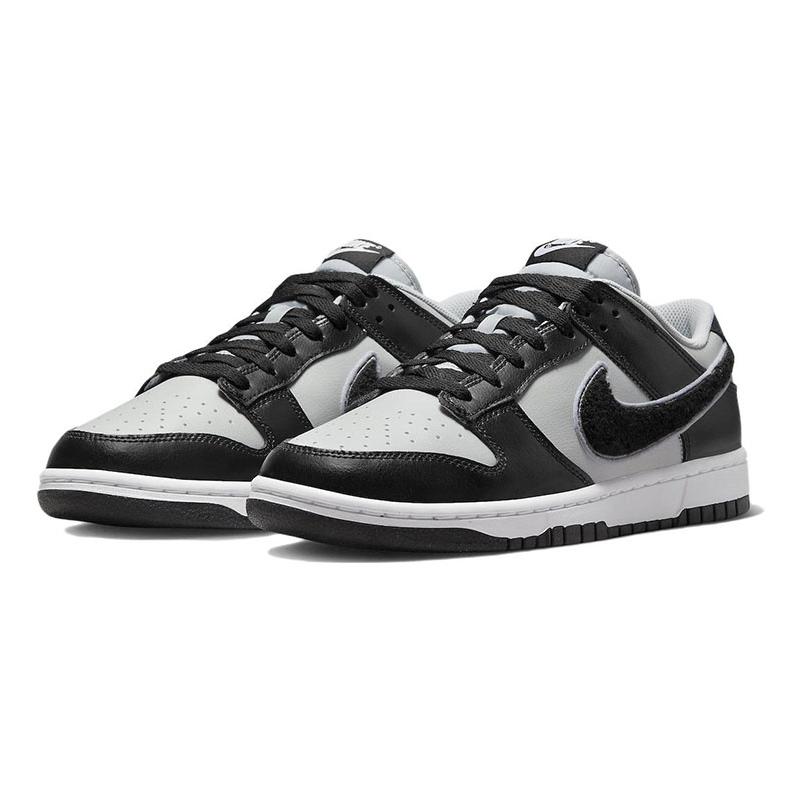 Nike Dunk retro "chenille swoosh" vintage low-top sneakers for men in black and grey