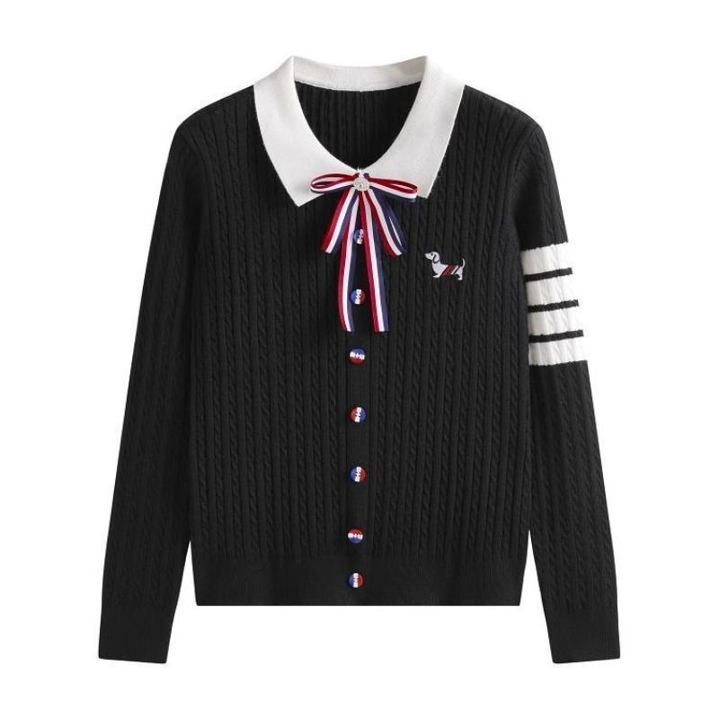 White V-neck Long-sleeved Knitted Cardigan Women's Spring Slim-fit College Style Small Man with Bottom Short Top