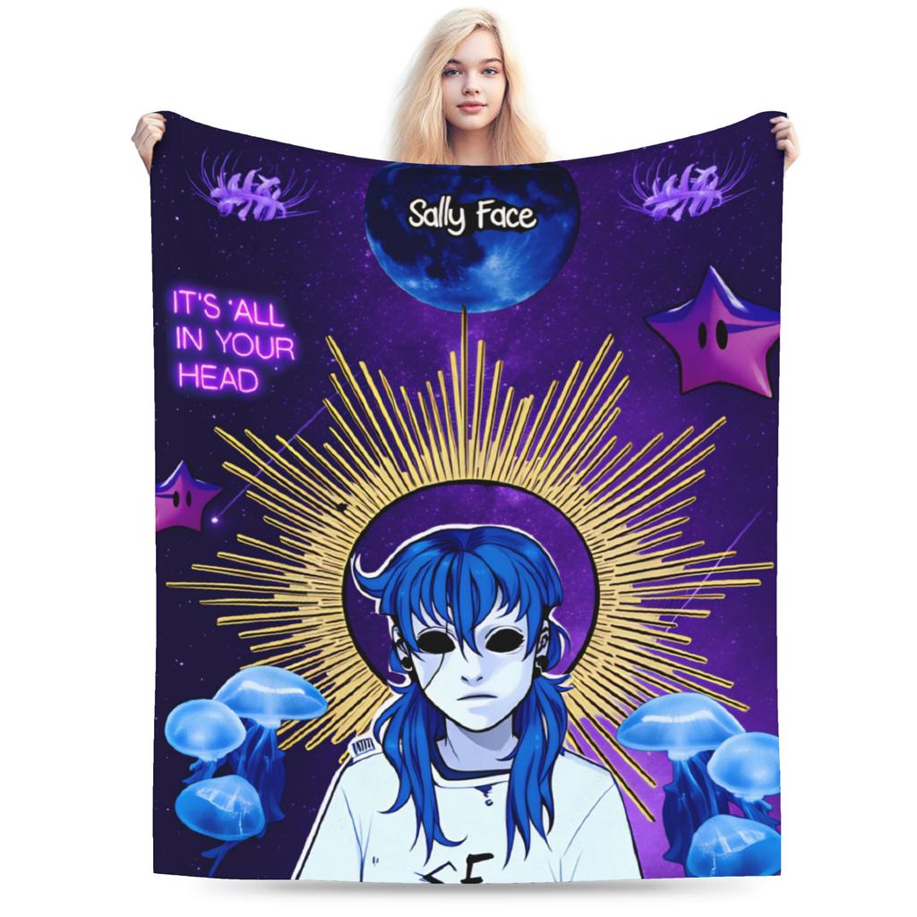Sally Face Game Anime SF Flannel Blanket Winter Warm Soft Bedding Throws for Boy Girl Couch Bed Pattern Bedspread Sofa Bed Cover