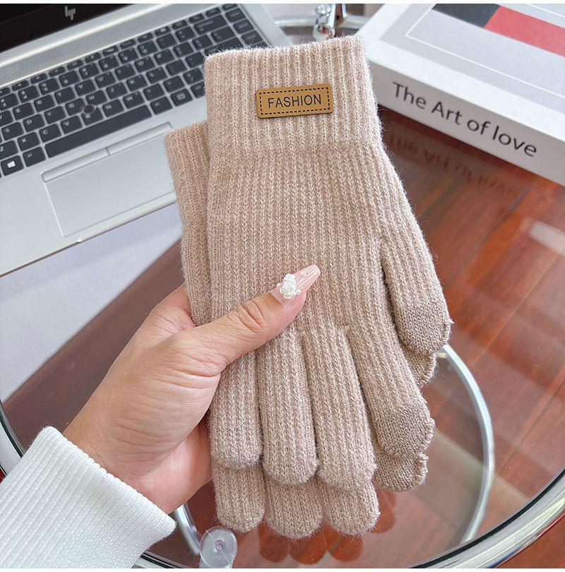 Maillard Women's Korean Style Knitted Winter Touchscreen Gloves - Warm, Thick, Candy Color, Plus Velvet