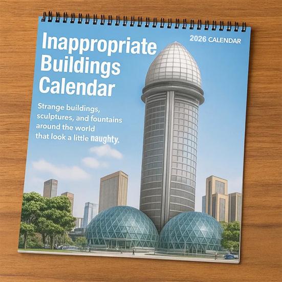 Yousheng Funny Building 2026 Calendar Jan. 2026 - Dec. 2026 12 Monthly Planner White Elephant Gag Gifts for Home Office Wall Decor