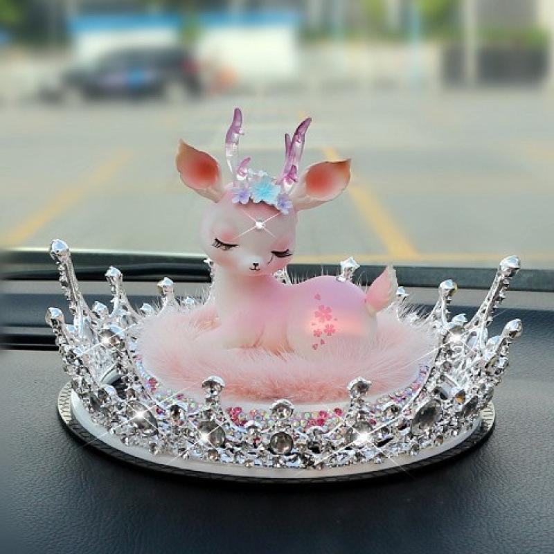 קישוטי רכב איילים עם יהלומים לקונסולה המרכזית של נשים