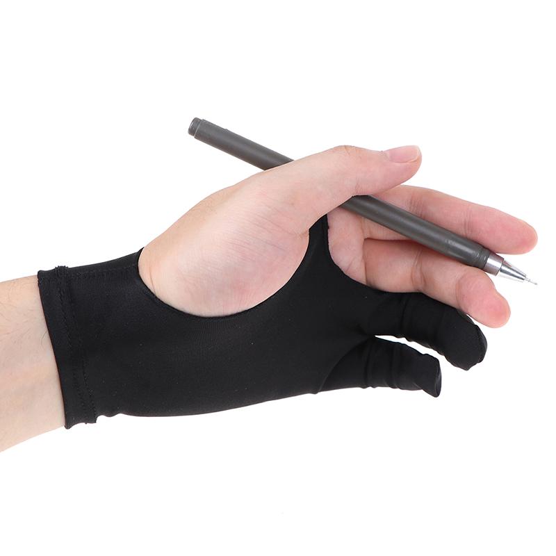 1 Stück Zwei-Finger-Antifouling-Handschuh zum Zeichnen und Stift-Grafiktablett-Pad
