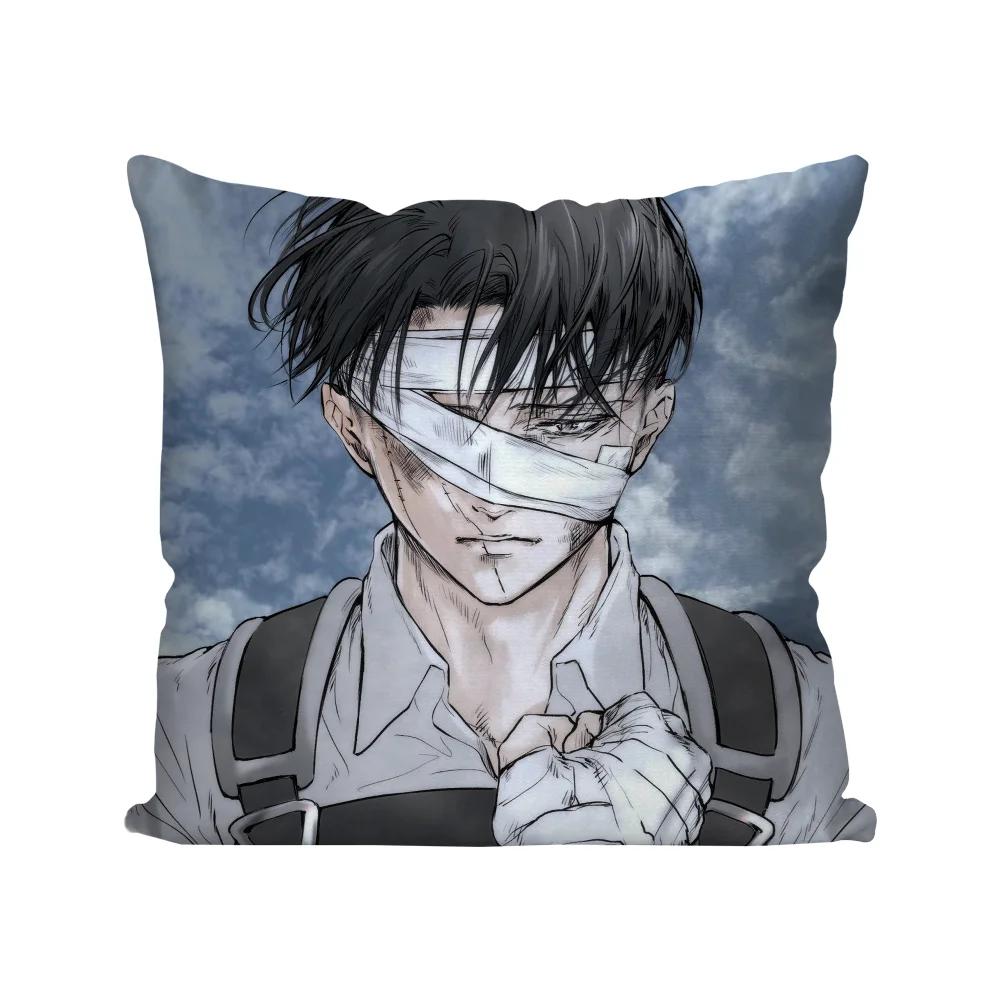 1pc Levi Ackerman Attack On Titan Pillow Case Square Pillow Bedroom Sofa Leisure Comfort Car Living Room Home Decoration 40X40