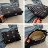 Fashionable Bow Embroidery Storage Bag with Large Capacity Fresh Makeup Bag Portable Handbag Suitable for Women To Organize