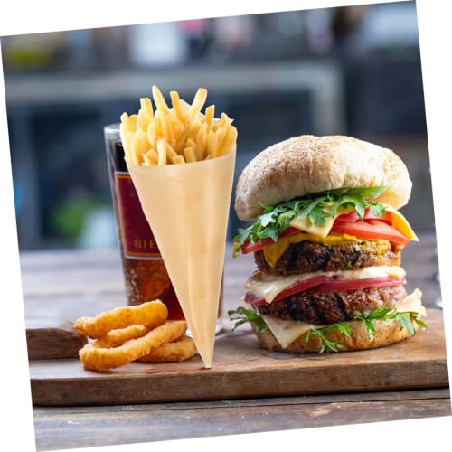 COLLBATH 100pcs Disposable Wooden Cones for Ice Cream, Dessert, Candy, Finger Food, Party Meal Serving