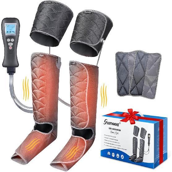 

SLOTHMORE Массажер для ног для улучшения кровообращения и расслабления, Массаж икр, стоп и бедер с помощью воздушной компрессии, Облегчение мышечной боли, Регулируемые манжеты для большинства размеров с