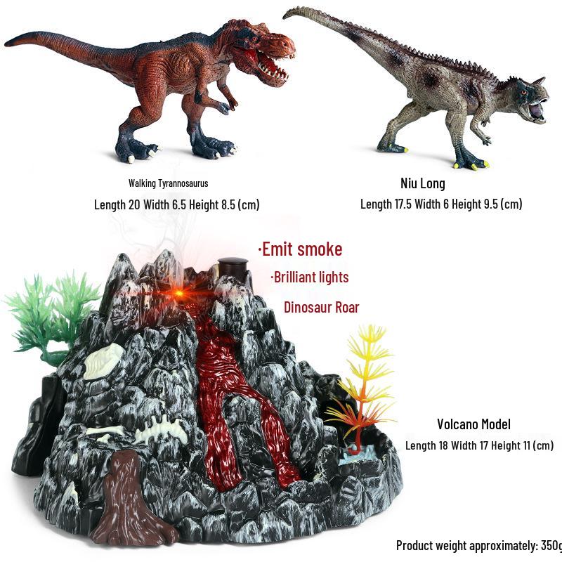 Kids' Volcano Model with Dinosaurs & Animal Scene – Sandbox, Fish Tank, or Desk Decoration
