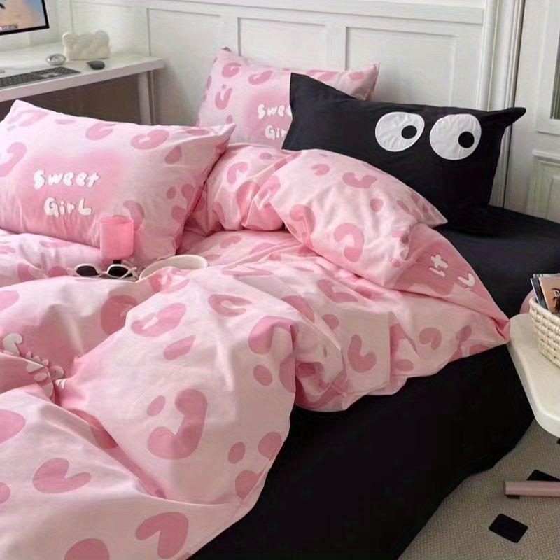 Korean Style Fashion Bedding Set Kids Adults Twin Full Queen Size Bed Flat Sheet Duvet Cover Pillowcases Stripe Grid Bed Linen