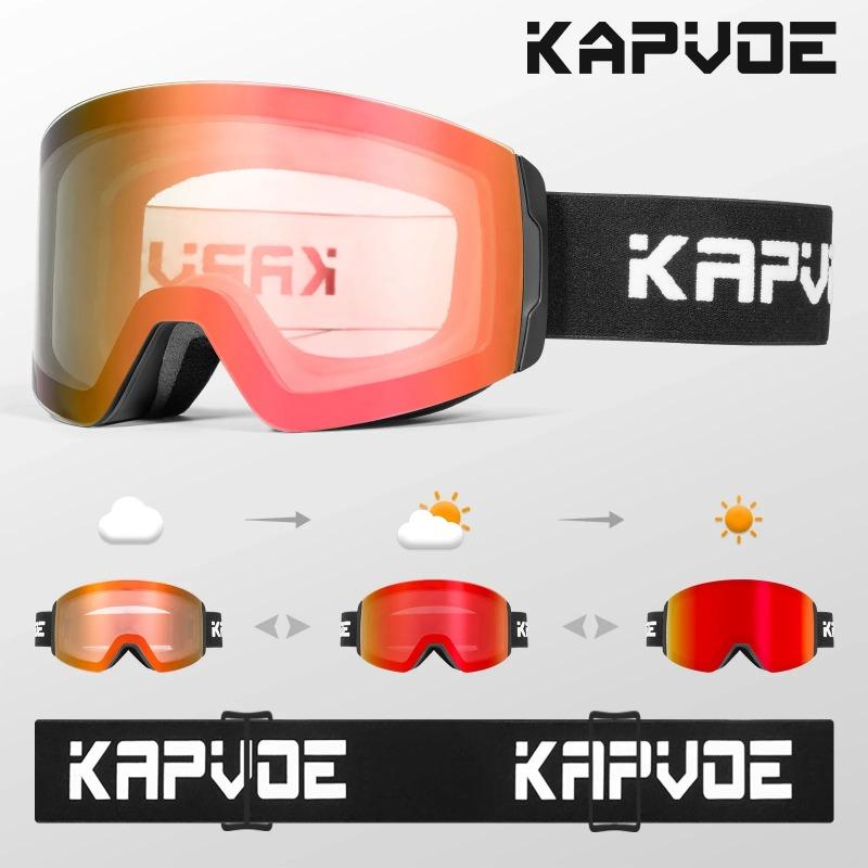 Gafas de Esquí Adaptables Luz Roja Azul para Hombres y Mujeres Gafas de Esquí Activas Antivaho Gafas de Esquí Magnéticas Protección UV Protección 400 Gafas de Nieve