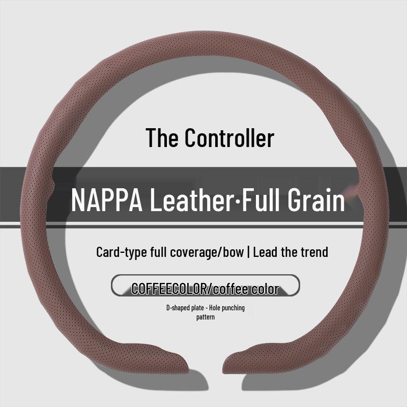 Premium Nappa Leather Steering Wheel Cover - Anti-Slip, Breathable, Ultra-Thin, All-Season