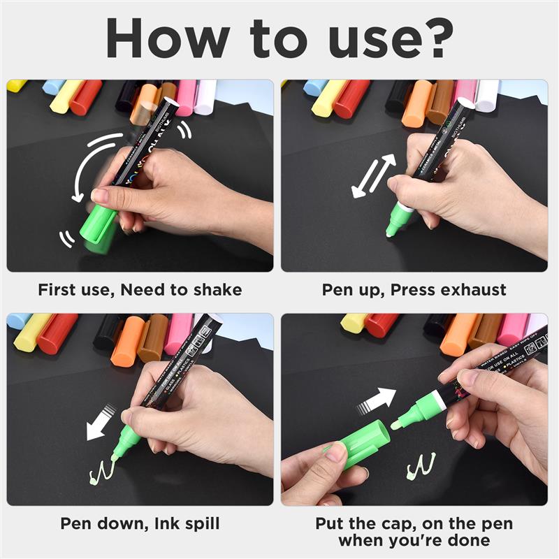 Dust Free Erasable Blackboard Graffiti Glass Window Painting Liquid Chalk Pen Art Marker Pen Whiteboard Pen