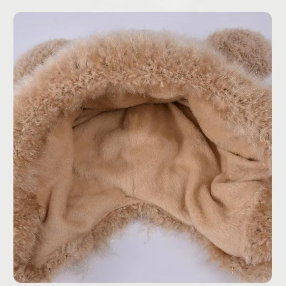 Warm Thickened Knitted Hat Windproof Plush Hat New Ear Protection Hats  for Women Girls