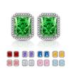 925 Sterling Silver Ice Flower Cut Rectangular Stud Earrings High Carbon Diamond Earrings Birthday Anniversary Party Gift