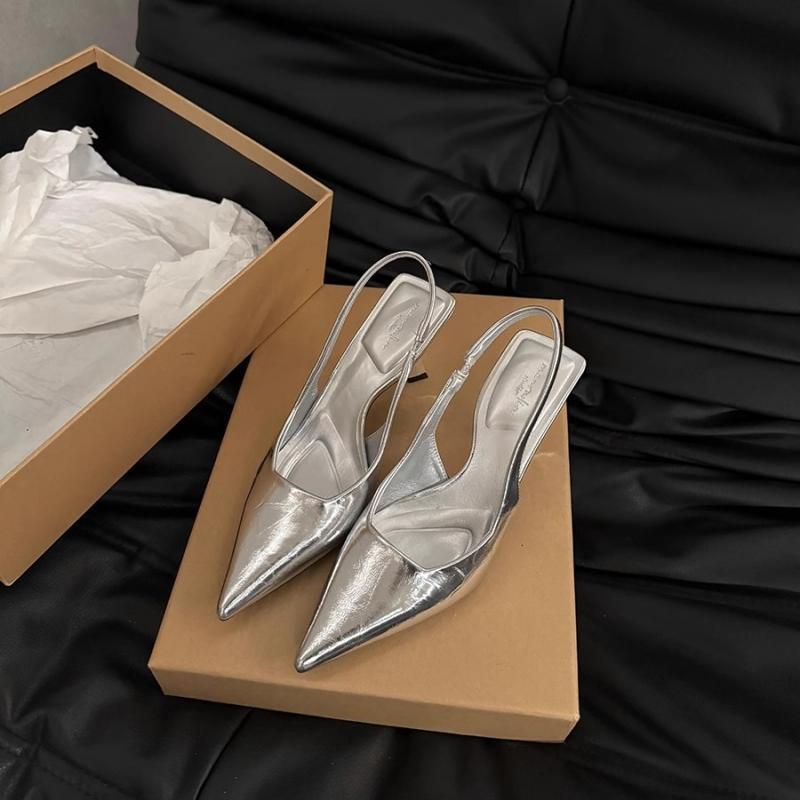 Pointed high heels women's 2025 new niche single shoes black temperament French sandals spring and summer sandals women's shoes