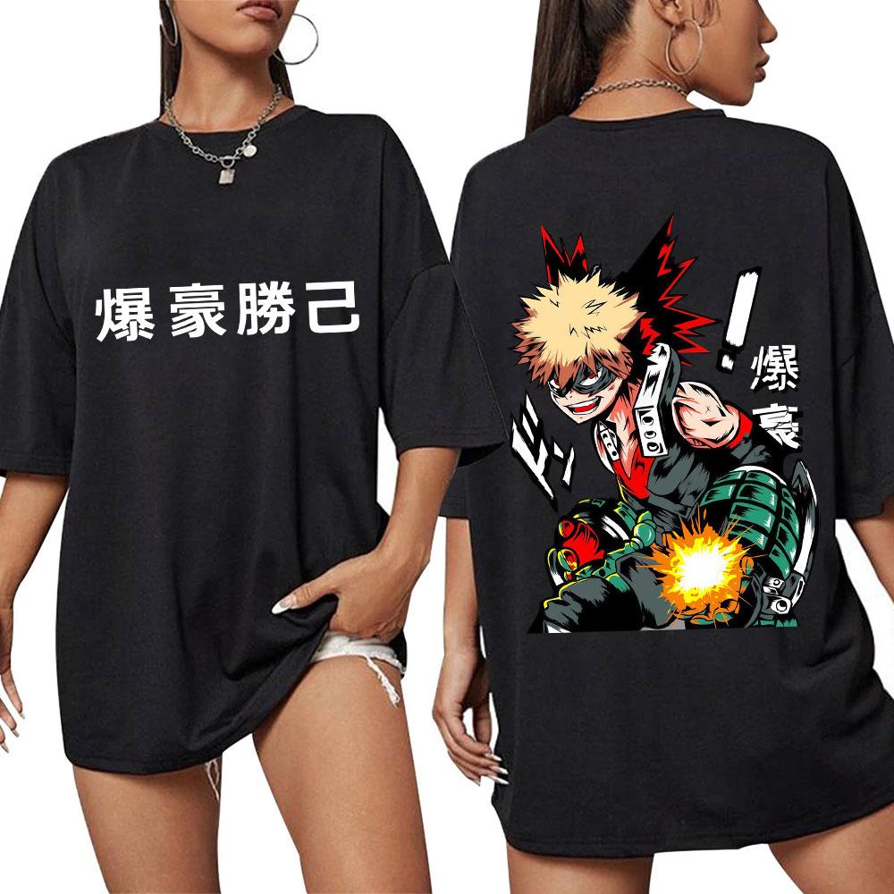 

Anime My Hero Academia Katsuki Bakugo T-Shirts Men Women Vintage Manga High Quality T Shirt Loose Cotton Casual Tees S