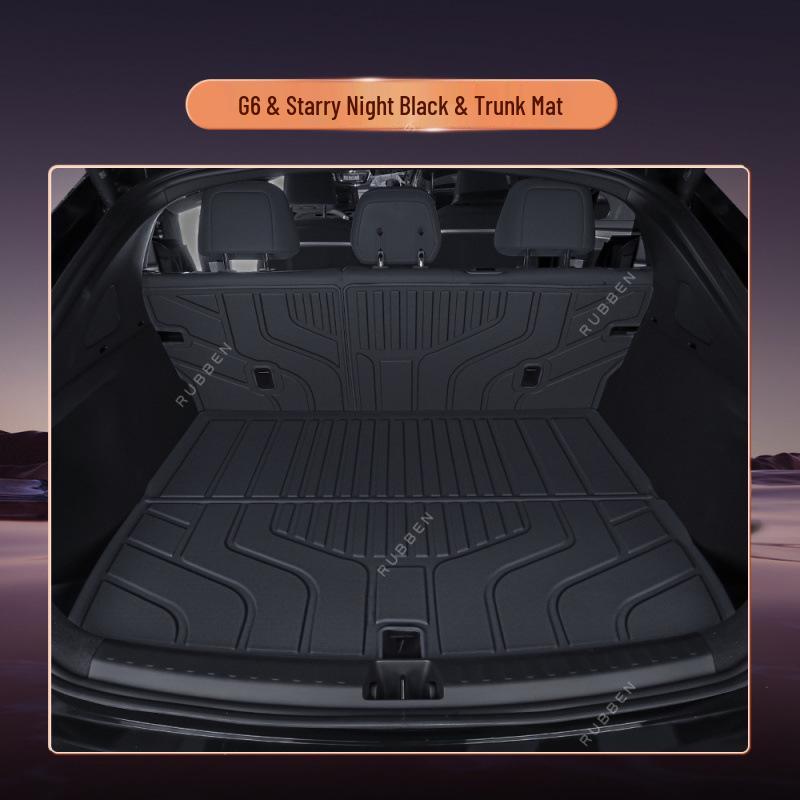 Xiaopeng G6 TPE Trunk Mat: Full Coverage, Waterproof Car Accessory Black, TPE Trunk Mat + Backrest Cover