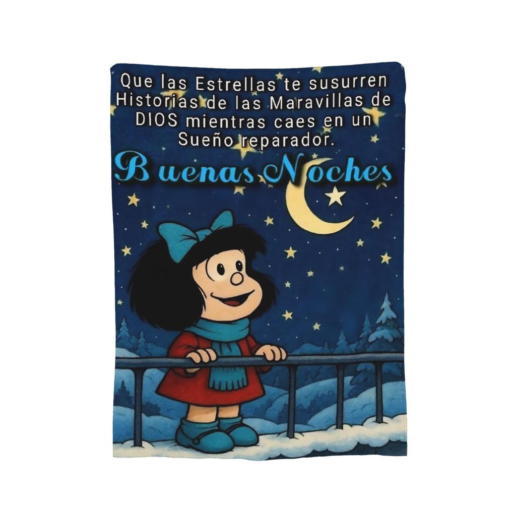Mafaldas Good Night Sleep Blanket Cover Inspirational Quote Flannel Throw Blankets Air Conditioning Printed Soft Warm Bedspread