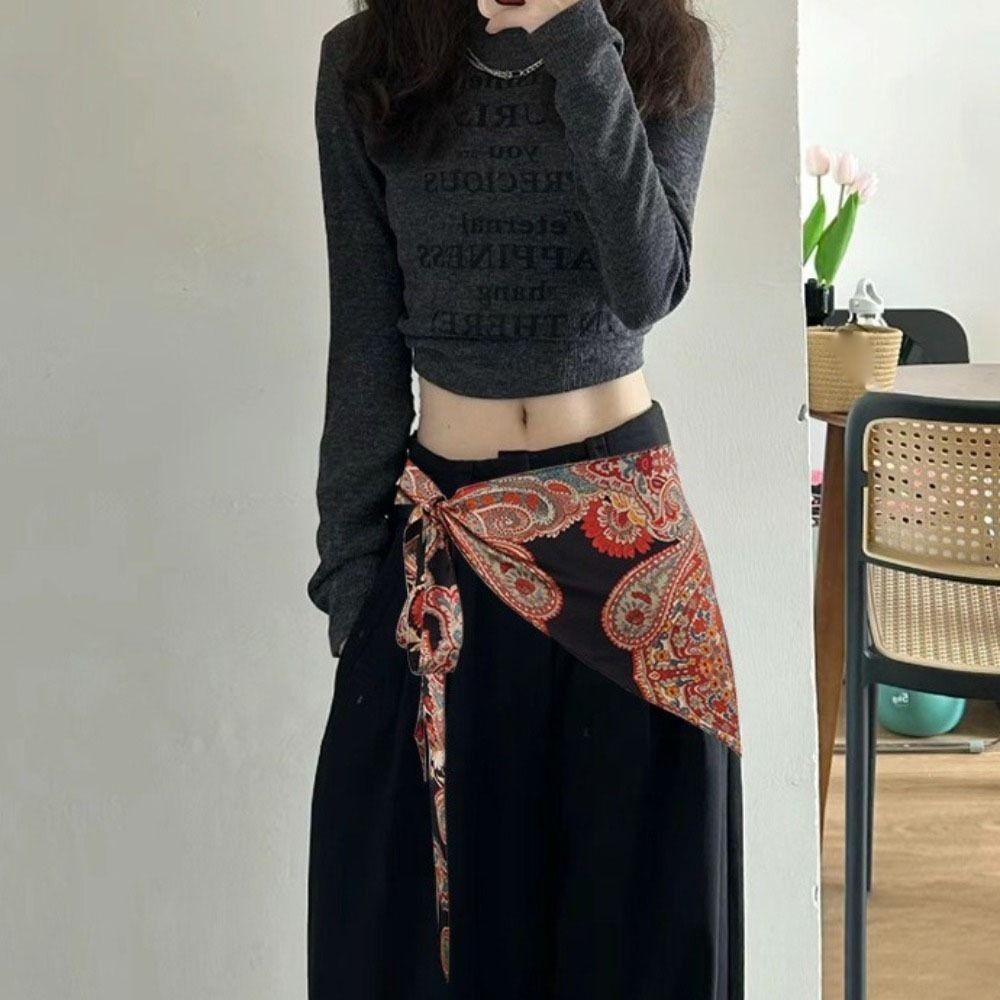 Printing Triangular Waistband Ethnic Style Bohemia Wide Waistband Floral Triangular Belt  Female