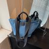 Large capacity denim bag women's new portable commuter shoulder messenger bag retro trendy tote bag