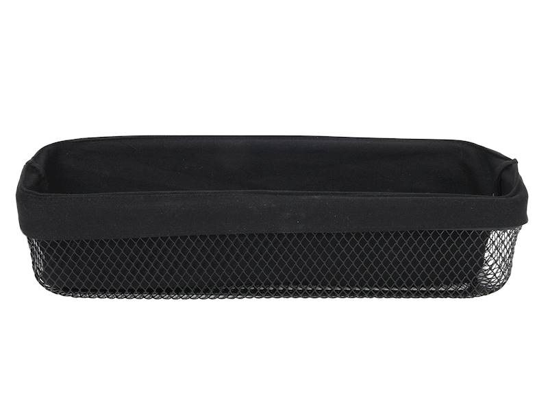 BLACK METAL BREAD BASKET + FABRIC INSERT 40x13x9.5 cm