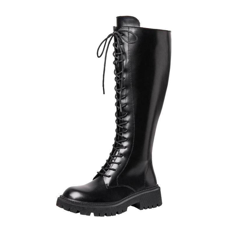 Boots Women's Knight Boots Long Martin Boots Women's 2025 Spring, Autumn and Winter Platform Boots Locomotive British Style Fleece