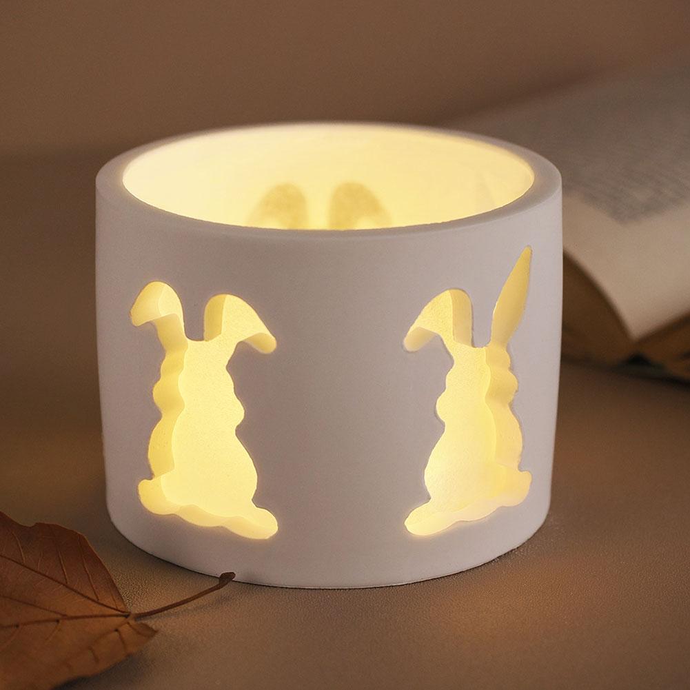 Hollow Easter Egg Rabbit Lamp Silhouette Silicone Mold Plaster Mold Epoxy Resin Casting Mold for Easter Decoration
