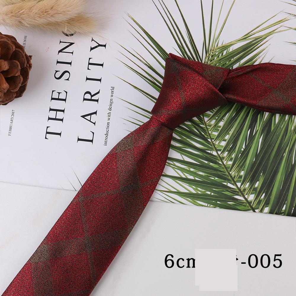 Men's Trend Business Casual Narrow 6cm Polyester Jacquard Tie Solid Color Striped Tie