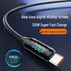 120W Super Fast Type-C Charging Cable with Digital Display for Apple 15/16 & Huawei Honor 6A