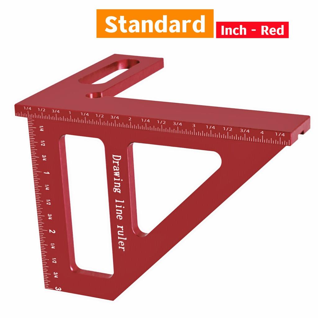 Upgraded Carpenter Square Aluminum Miter Triangle Ruler Precision Hole Scriber Woodworking Square Protractor 45/90 Degree Layout