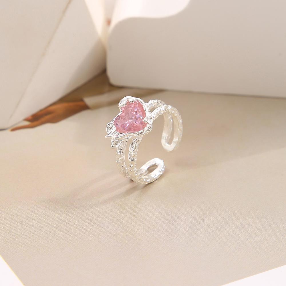 Irregular Gemstone Aesthetic Girl Hollow Red Stone Women's Liquid Hollow Vintage Jewelry Accessories