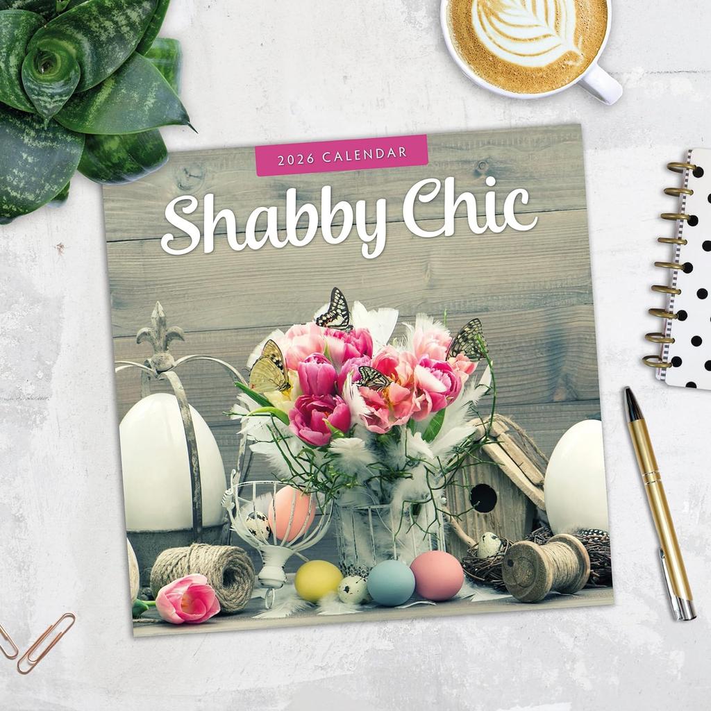 Red Robin 2026 Shabby Chic Monthly Wall Calendar | 12" x 24" Open | Premium Thick & Sturdy Paper | Hangable 12 Month Calendar | Lined Notes & To Do