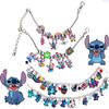 Classic Cartoon Anime Bracelet Cute DIY Santa Hat Stitch Series Cute Metal Charms Bangle For Women Kids Christmas Halloween Gift