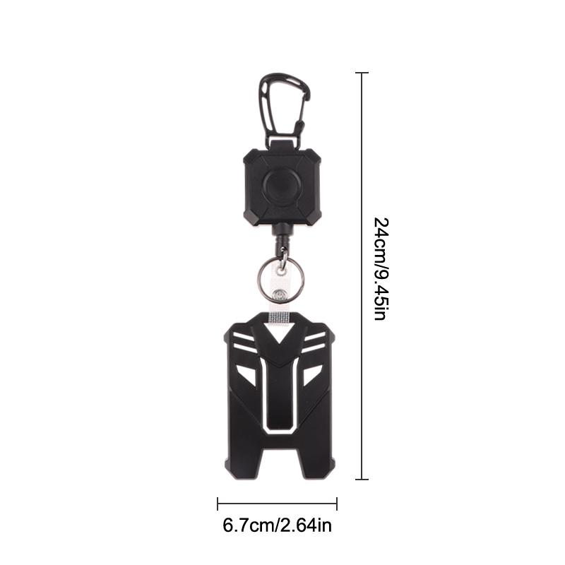 Retractable Badge Holder Heavy Duty Badge Clip Carabiner Keychain ID Card Holder Outdoor Steel Wire Rope Buckle Spring Keyring