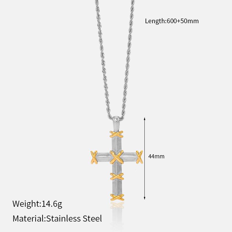 Titanium Steel Cross Pendant Necklace Minimalist Cold Versatile Electroplated Jewelry Unisex
