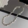 Sweet and cool splicing broken silver necklace new popular niche neck chain collarbone chain women's neck accessories