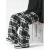 Contrasting color personalized plaid straight-leg pants loose and drape wide-leg casual trousers 1
