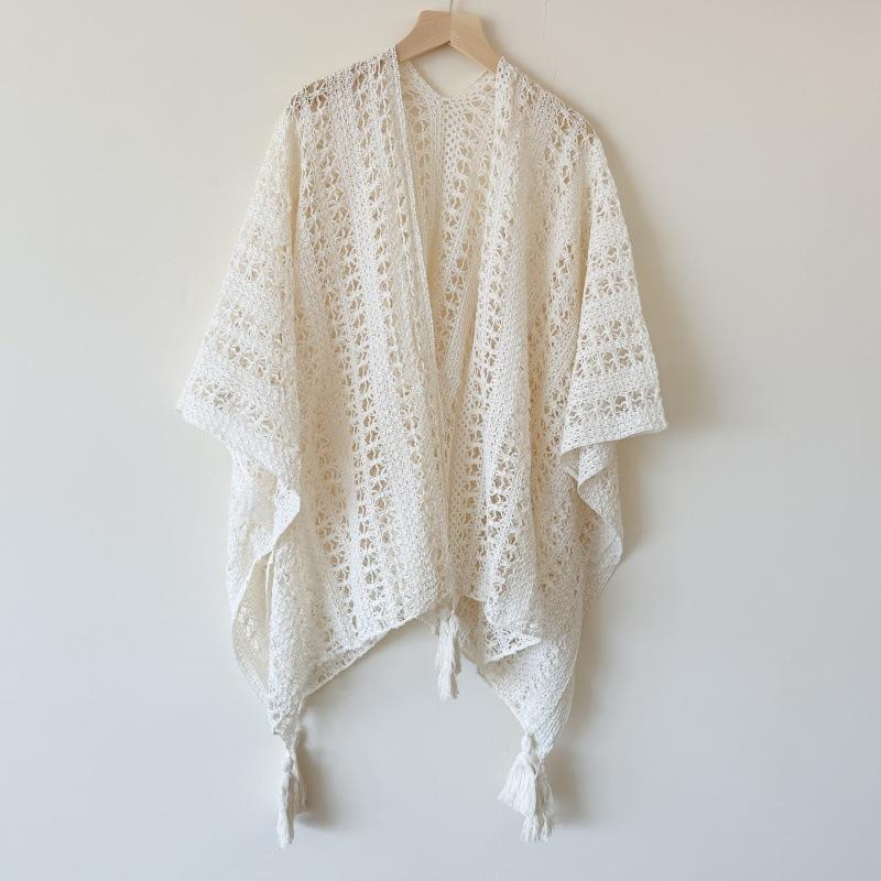 The Source Is Processed With Incoming Materials, And The Drawings And Samples Are Customized. Knitted Hollow Shawl Women'S Outer Travel Cape Cape
