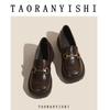 Platform women's autumn new velvet single shoes inner height increase small leather shoes small size 33