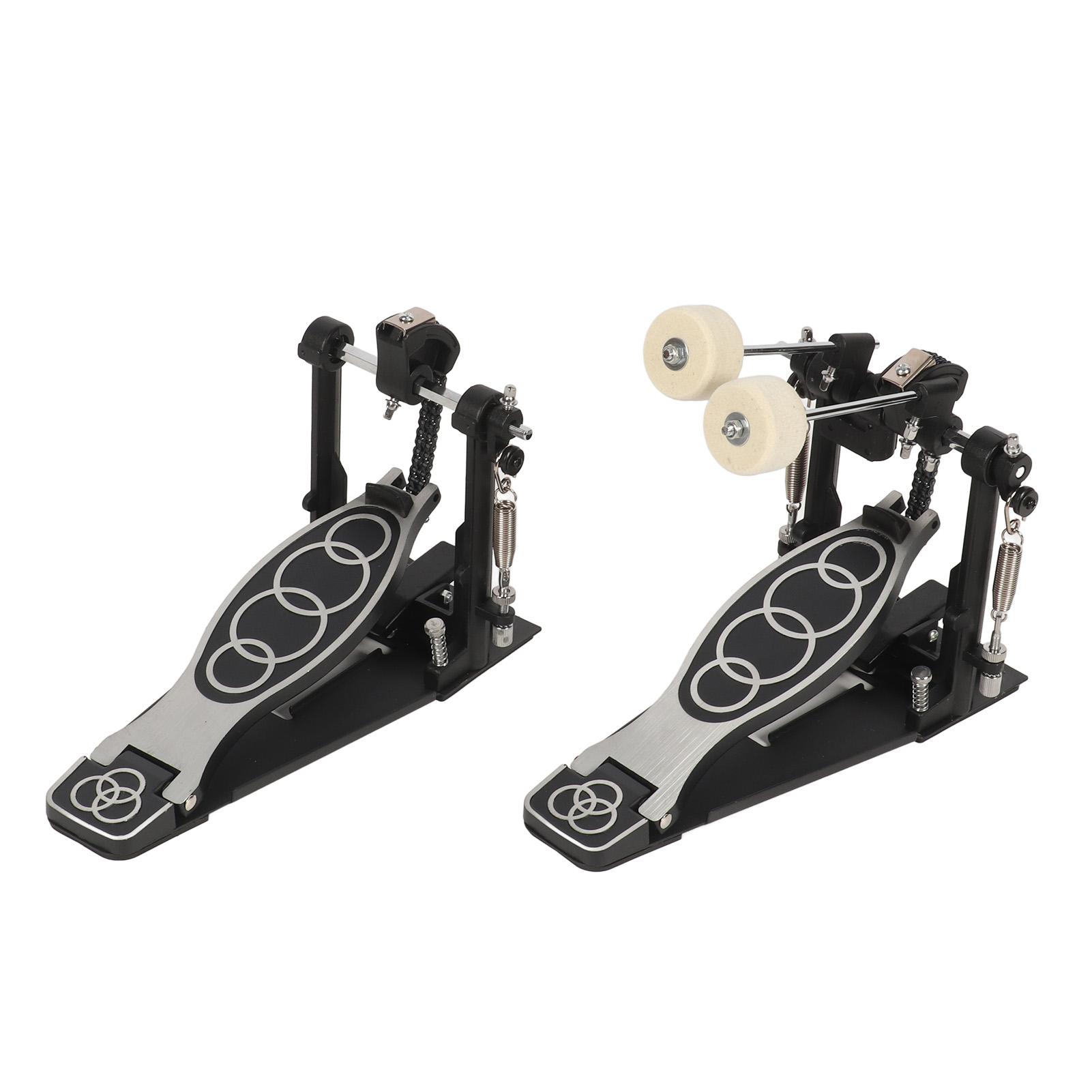 Double Drum Pedal Powerful Beating Adjustable Tension Anti Slip Bass Jazz Drum Pedal Black