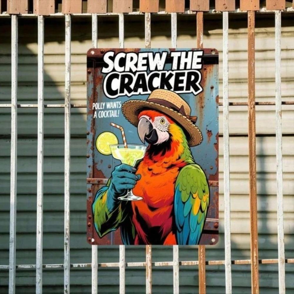 Vintage Parrot Cocktail Metal Sign Retro Bar Wall Decor Kitchen Plaque