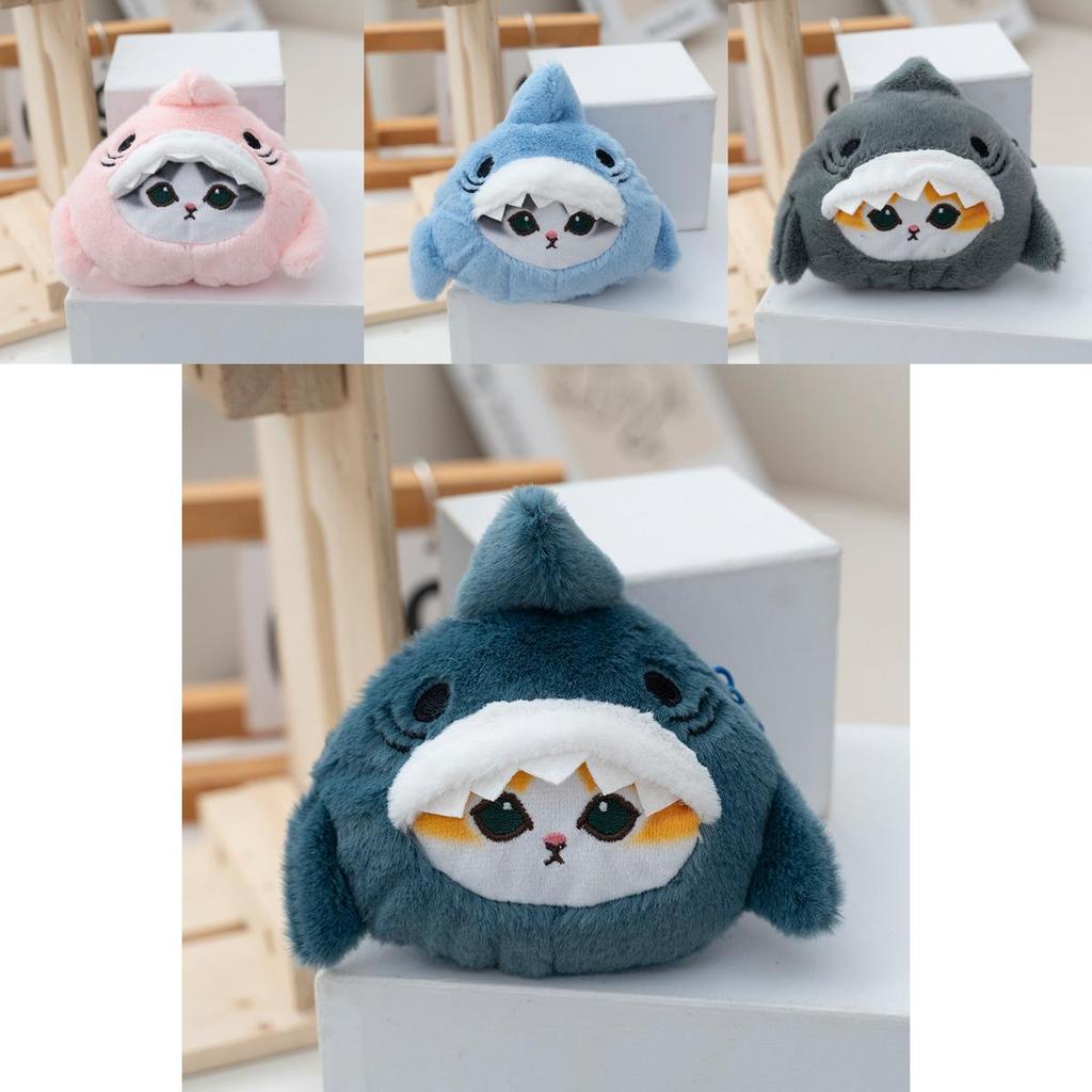 Gray Shark Stuffed Animal Keyring Soft Plush Toy For Childrens Gift Idea