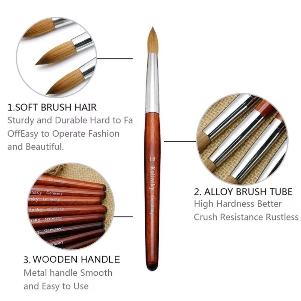 Acrylic Nail Brush Wood Handle UV Gel Brush Professional Liner Drawing Brushes Nail Art