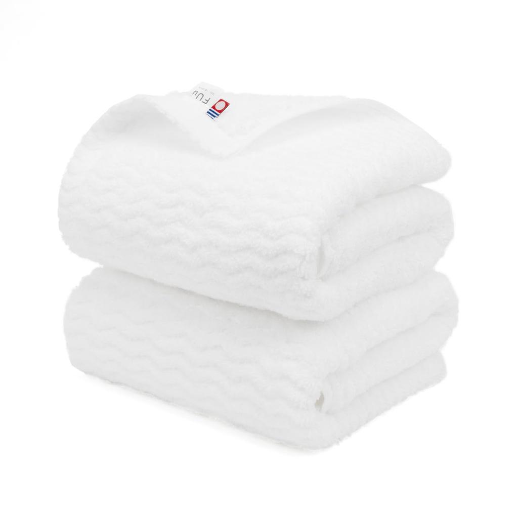 [oruta] Imabari Certified Bath Towel Set of 2, FUu Plus, Made in Japan, White (Shiratama)