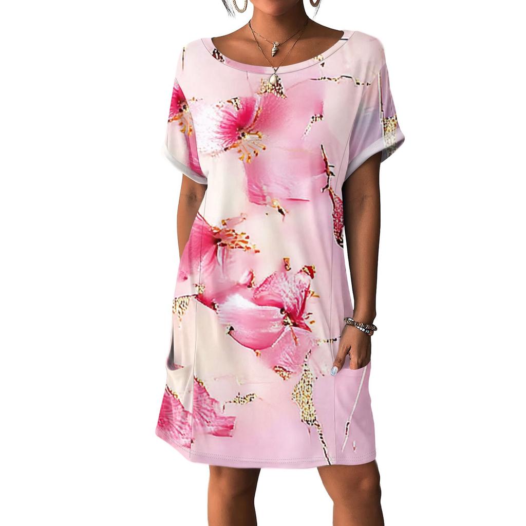 Women's Dresses T-Shirt Dresses With Pockets Solid Color Casual Beach Dresses