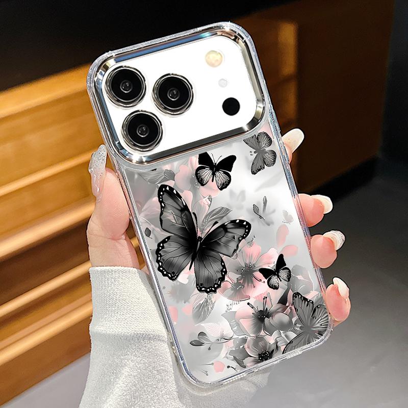 

Чехол с покрытием и рамкой для линзы для iPhone 17 Pro Max, многоцветный, с узором-бабочкой, прозрачный, мягкий чехол для iPhone 16 15 14 13 Pro Max 11 16E 17E iPhone 16 Pro прозрачный