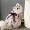 Thin Polka Dot Cat Dress Soft Fabric Pet Tutu Skirt Dogs Polka Dot Lace Dress  For Small Dogs Cats