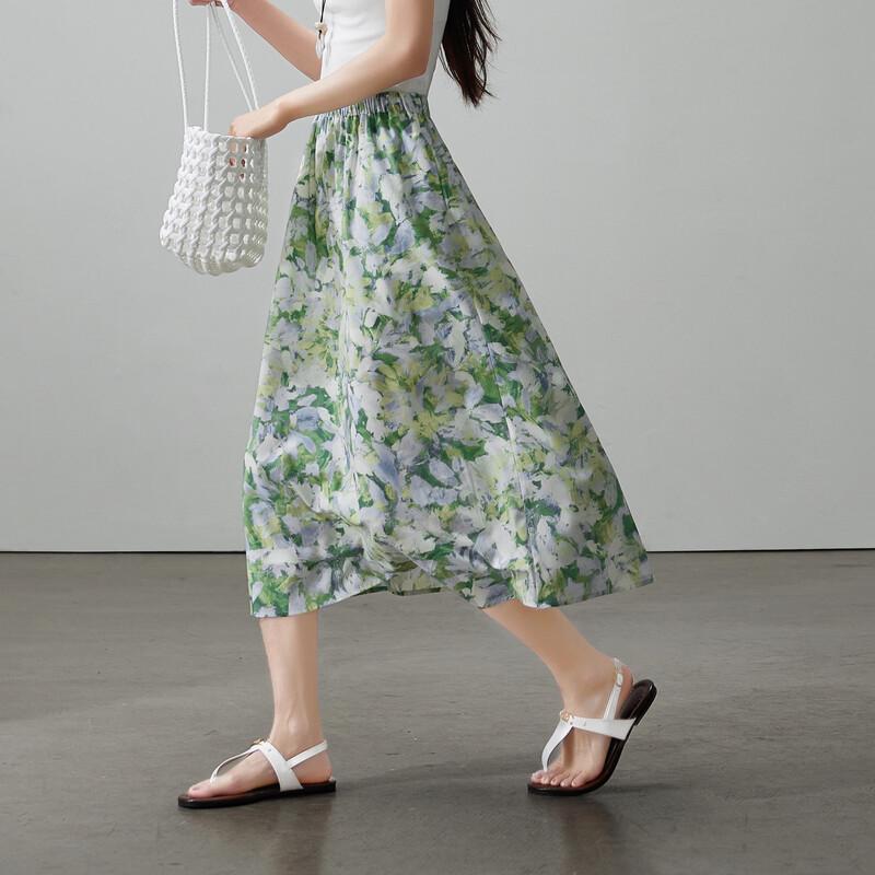 SOFSIL Women s High-Waisted Floral A-Line Midi Skirt 28/L