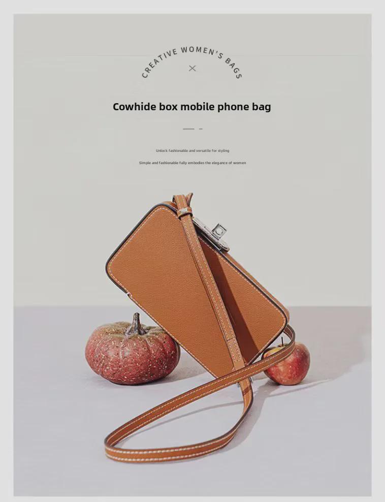 Women's Genuine Leather Palm Pattern Mini Crossbody Phone Bag