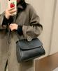 Women's Korean-inspired Shoulder Bag, Simple Square Design, Small Mini Shoulder Bag, Synthetic Leather (black)